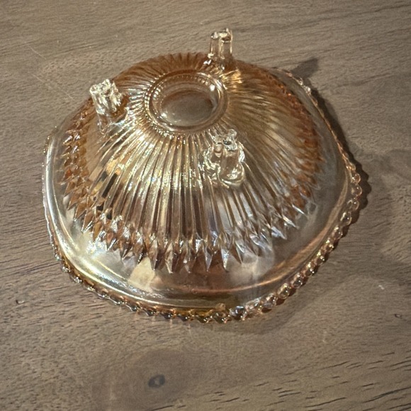 Vtg Marigold Amber‎ Depression Carnival Glass Candy Trinket Dish Bowl 3-Footed - Picture 4 of 6